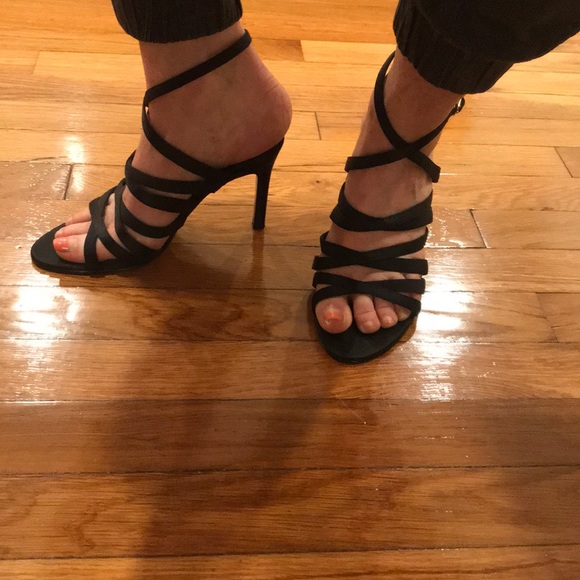 Nina Shoes - NWOT Nina Black Satin Strappy Sandals